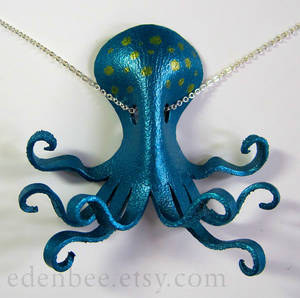 Octopus pendant in turquoise and green
