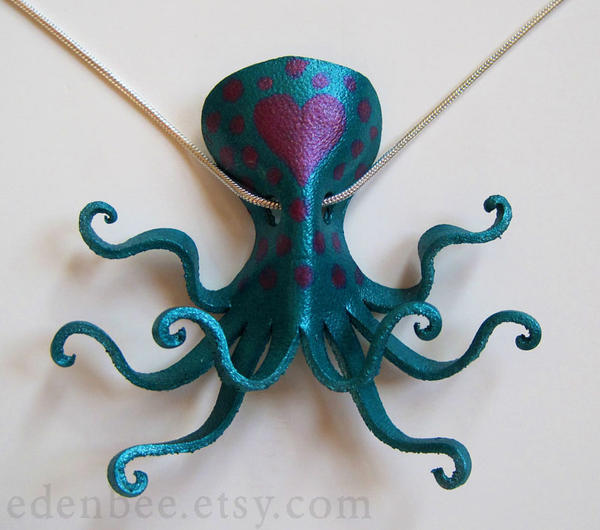 Octopus of Love leather pendant necklace
