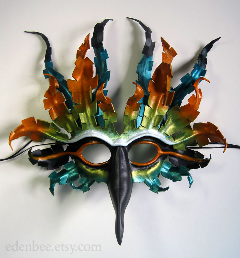 Fantasy Tropical Bird leather mask