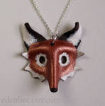 Red fox leather pendant necklace by shmeeden