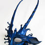 Goat leather mask in black and metallic royal blue