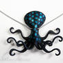 Octopus leather pendant, black and turquoise