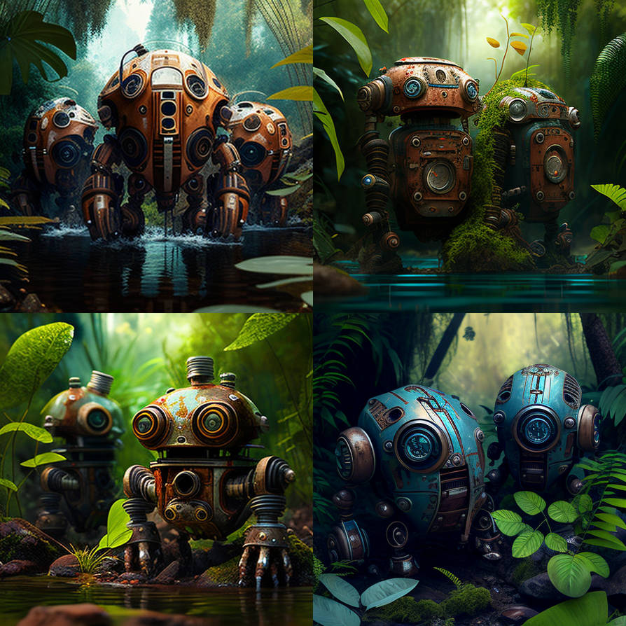 d3cr3t Liquid Robots rusting in the jungle 5081b2d by MAIDArt on DeviantArt