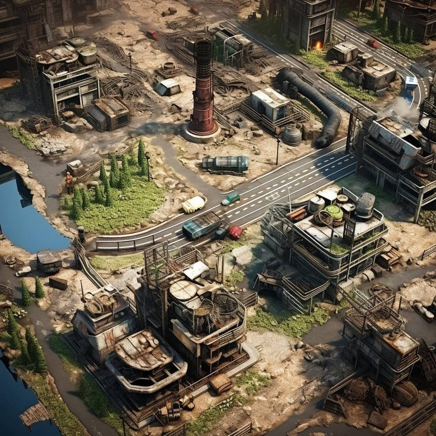 d3cr3t Industrial City aerial view sewers streets by MAIDArt on DeviantArt