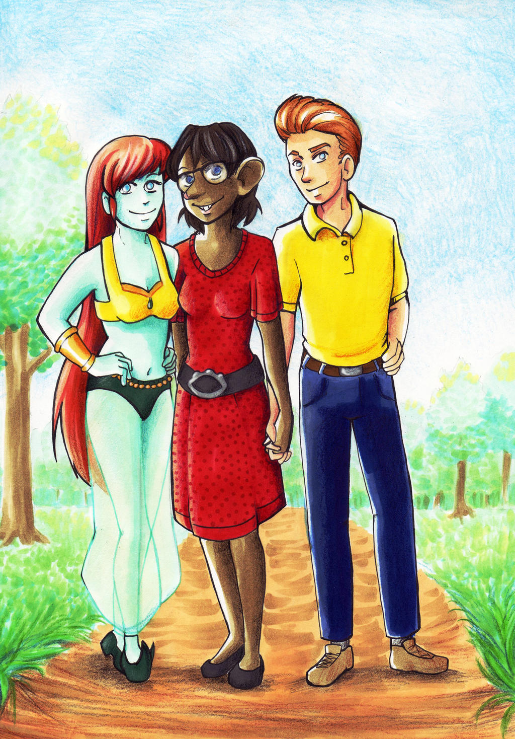 Martha, Amelia and David -Art Trade-