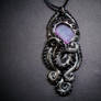 Polymer clay tentacles pendant with pink druzy