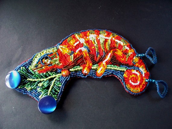 Chameleon bead embroidered bracelet