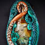 Octopus Garden polymer clay and boro glass pendant