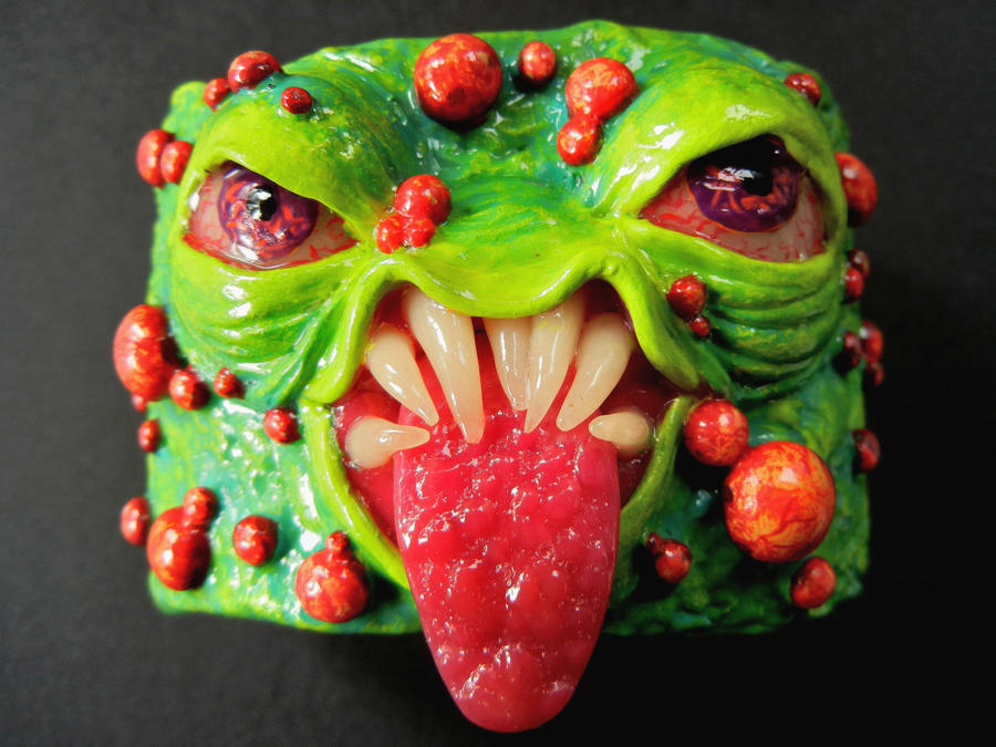 pus face polymer clay creature cuff