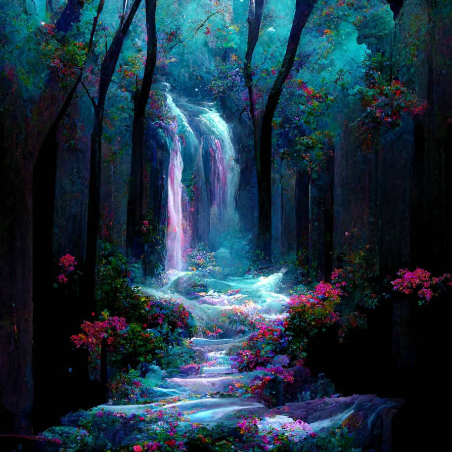 Reino de la cascada encantada por el colectivo de arte americano