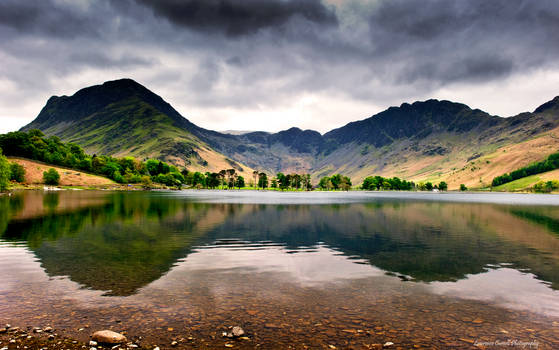 The wall of the sky-line reflected