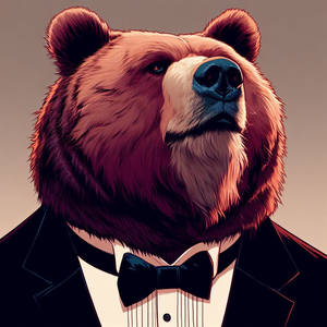 Grizzly bear in tuxedo