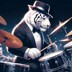 White tiger drummer: #15 (Top hat)