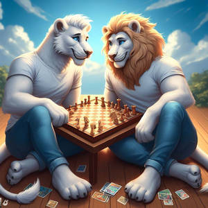 White lions playing a board game: #13