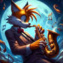 Miles Prower (Tails) playing a saxophone: #2