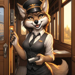 Brown wolf train conductor: #2 (Female)