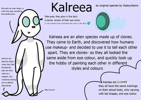 Kalreea Species Reference Sheet