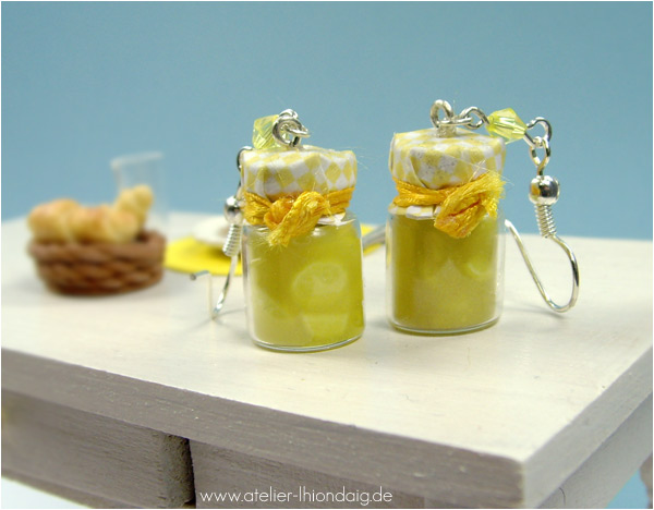 Lemon Marmelade Bottle Earrings