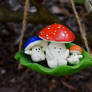 Mushrooms on a leafy swing
