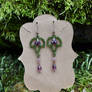 Beaded Leaf Earrings with dangles