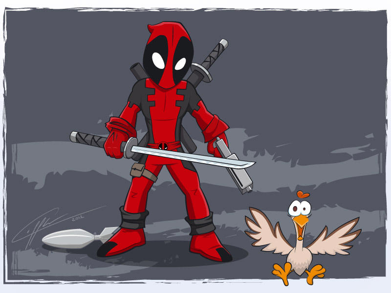 Deadpool vs. the chicken by Laffler on DeviantArt