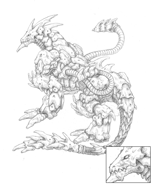 Mecha Dragon - Uncolored by Seylyn