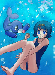 [Comission] Underwater Lana and Popplio