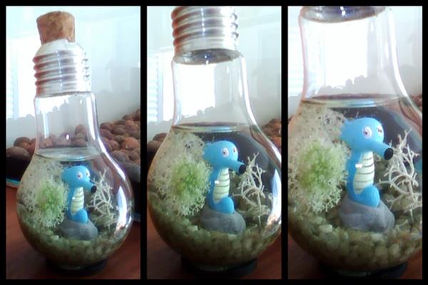 Horsea inside a light bulb