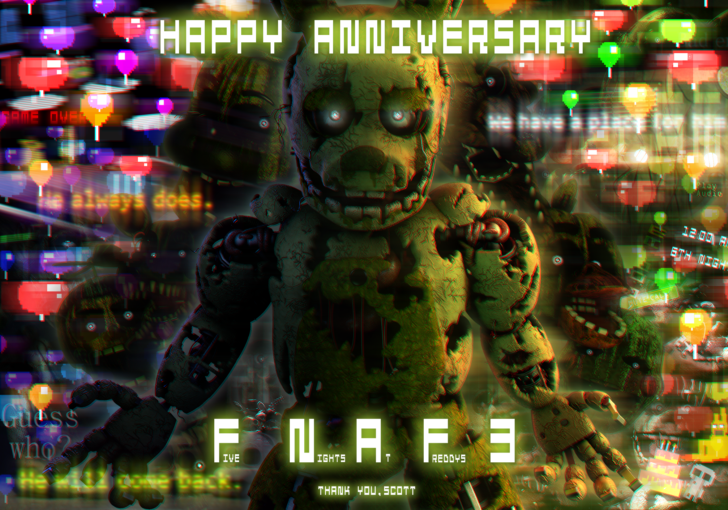 FNAF 3 ANNIVERSARY} In Five Nights At Freddy's3. by MemeEverYT on  DeviantArt