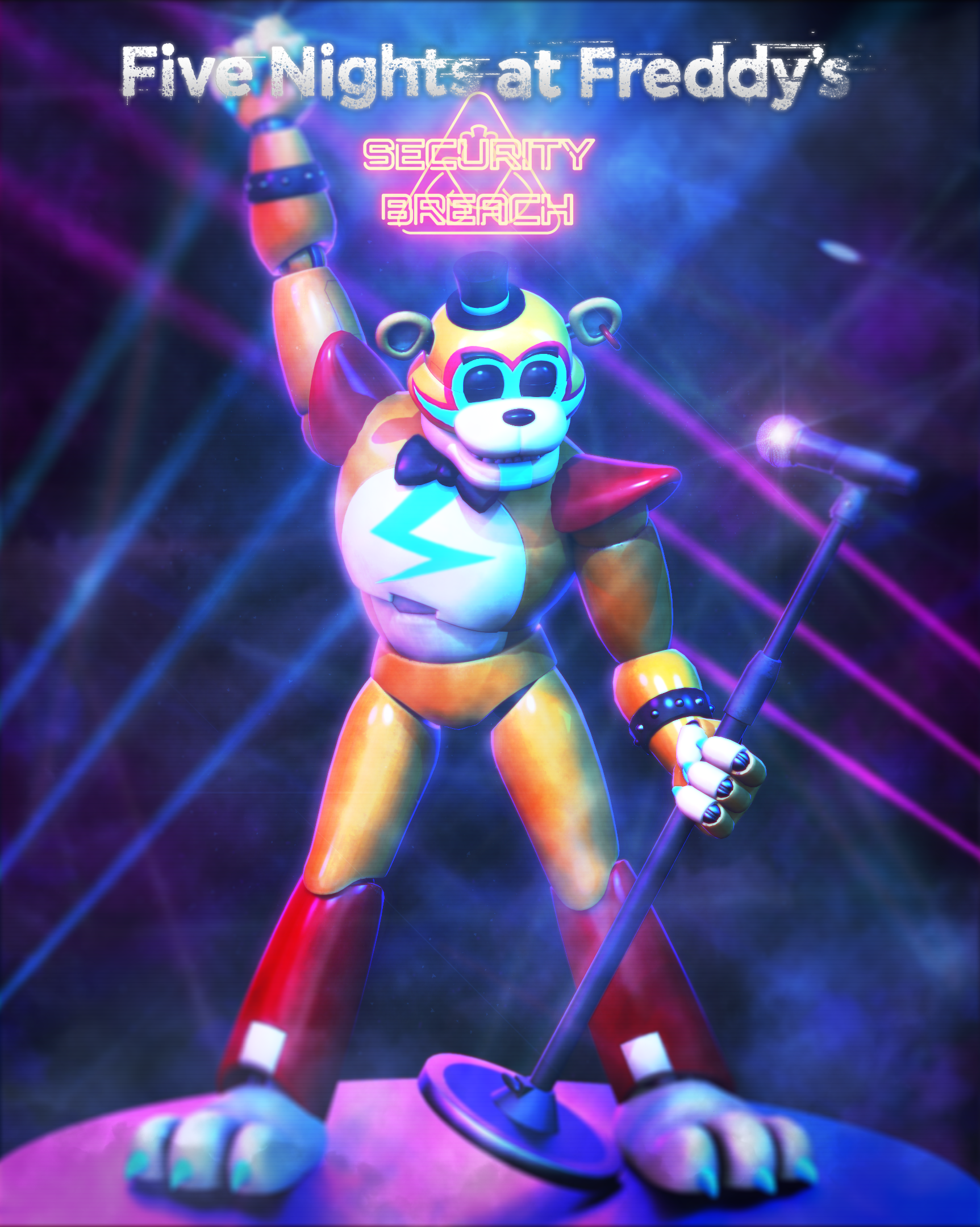 SFM FNAF] Security Breach Glamrock Freddy Poster by ClamityArts