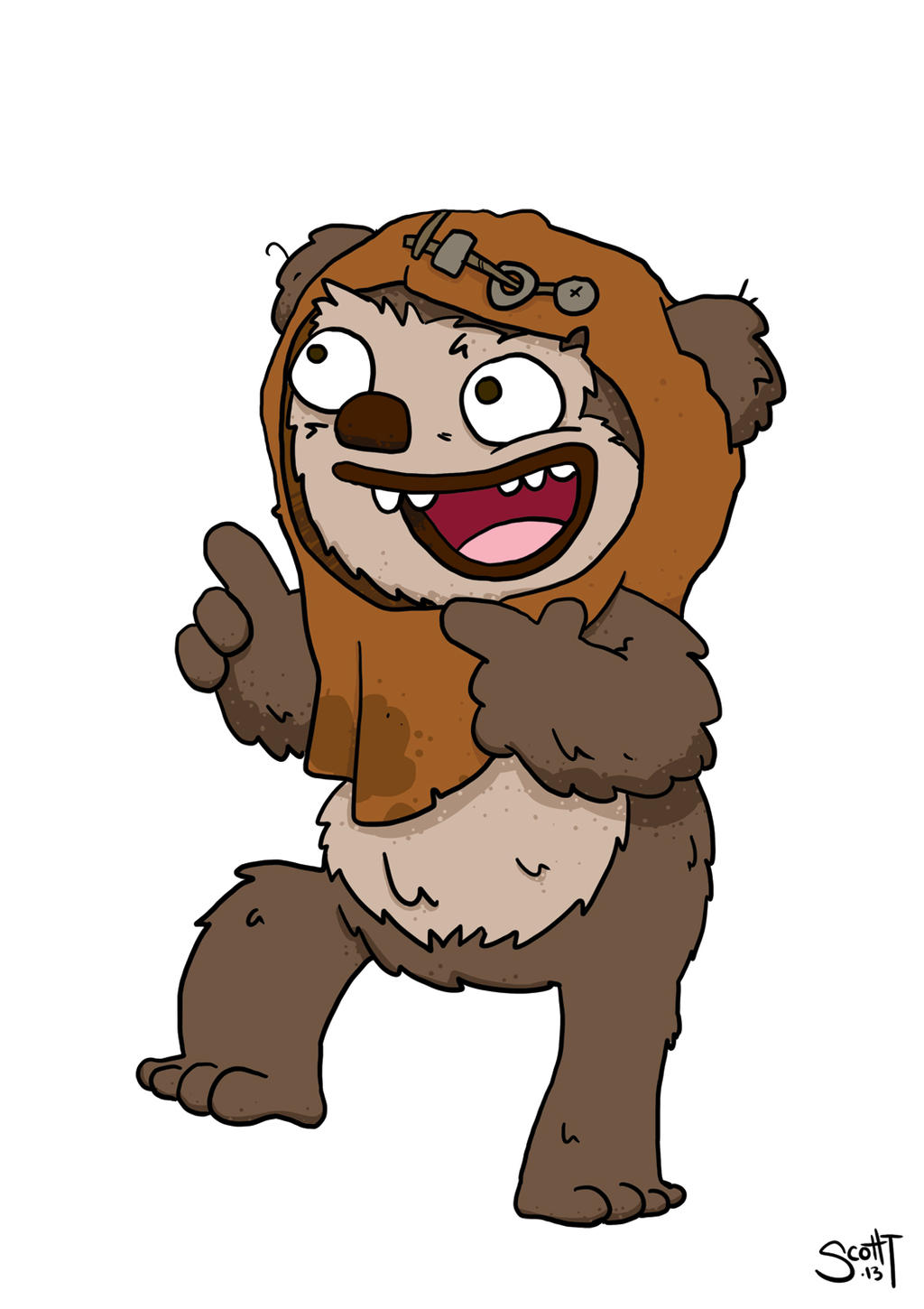 HOW TO DRAW A EWOK CUTE, Easy step by step drawing lessons for kids. 