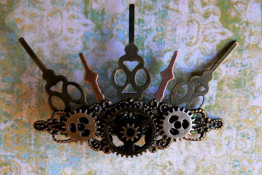 Steampunk Clock Hands and Gears Hair Clip