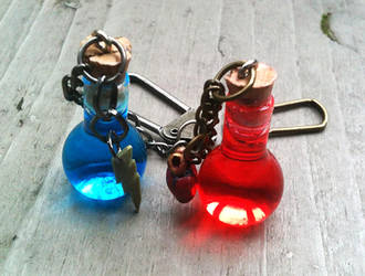 Health and Mana Potion Glass Bottle Keychains