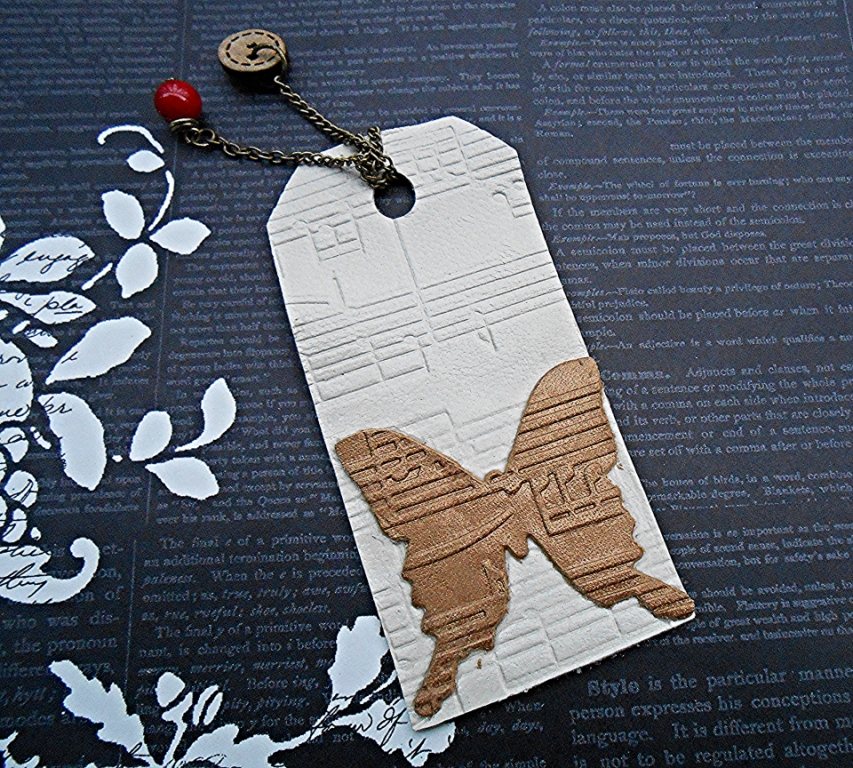 White Butterfly Music Leather Mini Bookmark