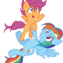 MLP FiM! Rainbow Dash and Scootaloo!! Colored
