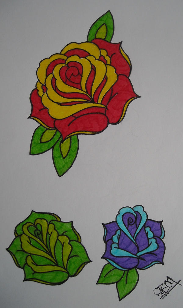 colourful trad roses