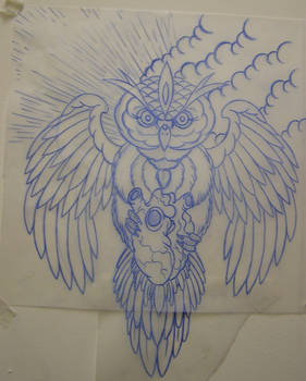 traditional owl and heart