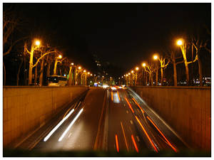 Paris road at night