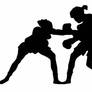 Women boxing silhouettes