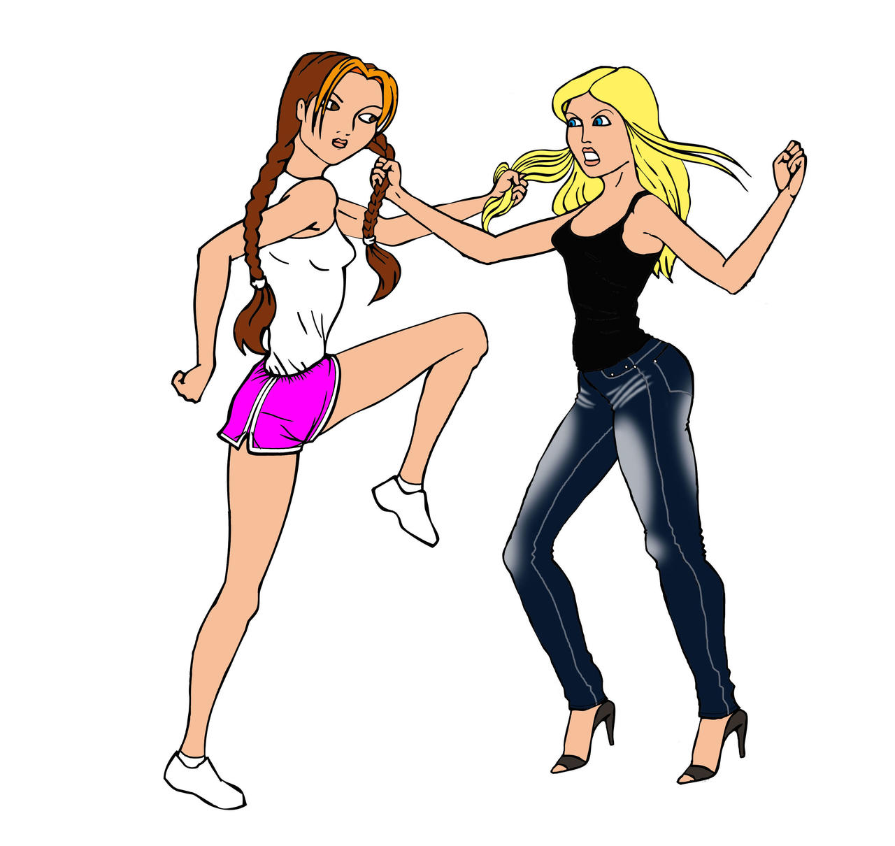 Hair Fight Deviantart Hairpulling. Drawing by Nick Kulikovsky by levv2 on DeviantArt