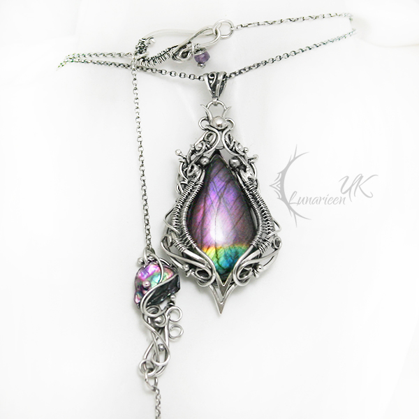 IHTARX silver , labradorite,keshi pearl, amethyst