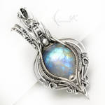 AELTRIEELH Silver and Rainbow Moonstone