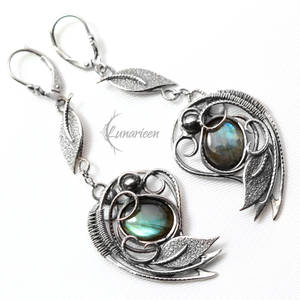 Earrings EZTHEYRA - Silver and Labradorite