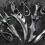 Gothic style silver necklaces, swords