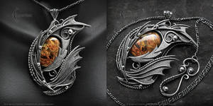 VAQERIEEL DRACO - gothic style silver necklace