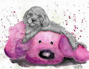 Little Puppy on pink Teddy