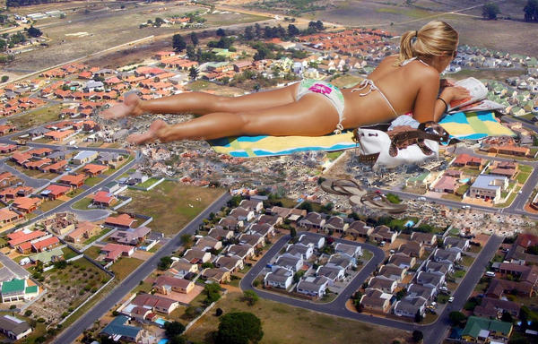 Sunbathing giantess