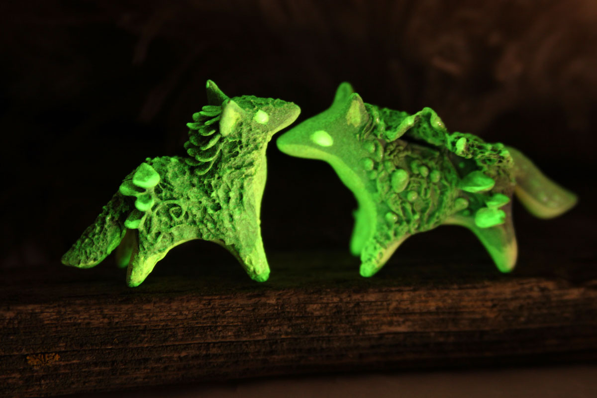 Glow in the dark little wolves