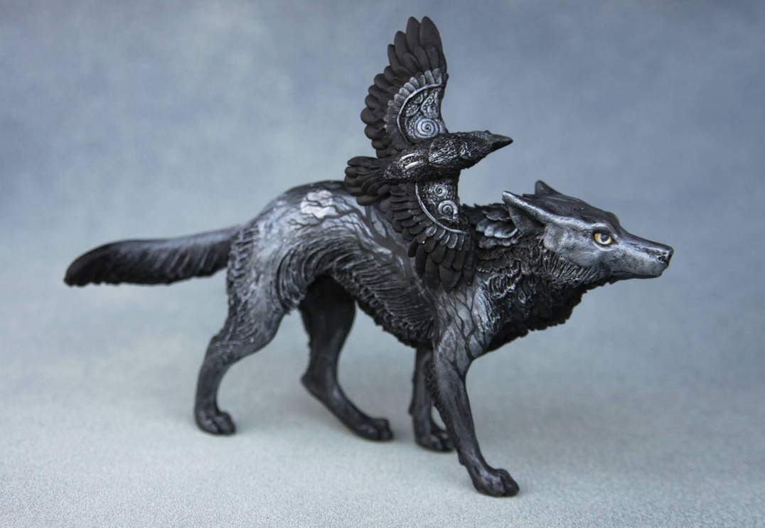 Gothic wolf with raven by hontor on DeviantArt
