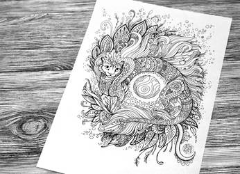 Cat-dragon Coloring Book Page by hontor